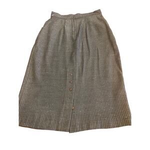 Vintage‎ Pencil Skirt Preppy Secretary Geek Gray Striped 70s Small Button Back